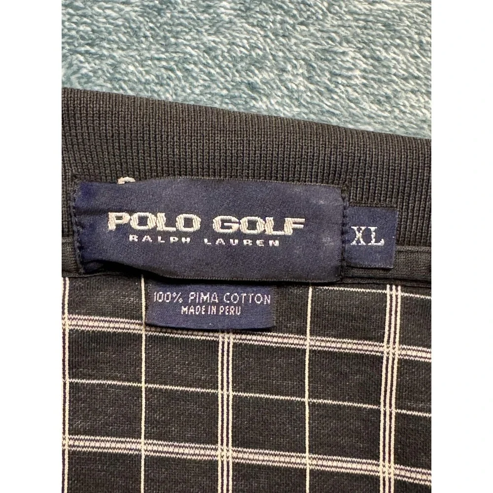 Polo Golf Ralph Lauren XL Men's Black White Windowpane Pima Cotton Polo Shirt